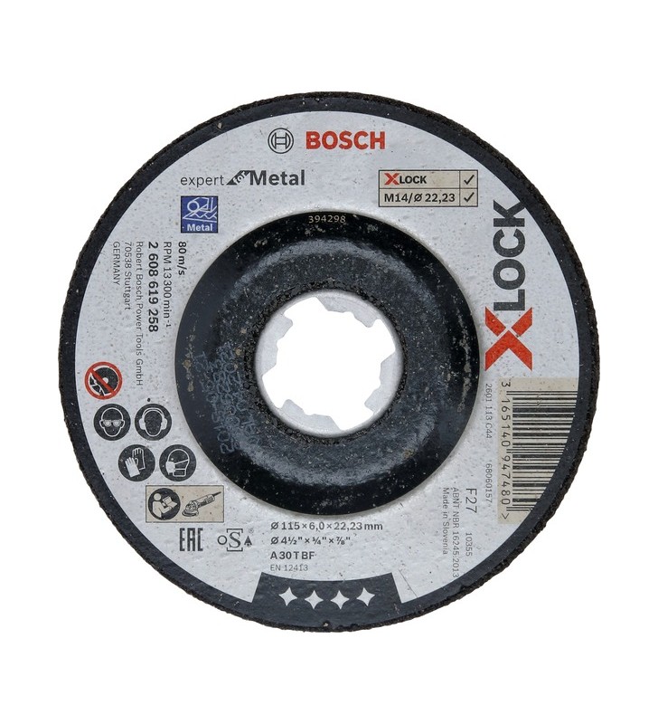 Disc abraziv Bosch X-LOCK Expert pentru metal, Ø 115mm, disc abraziv