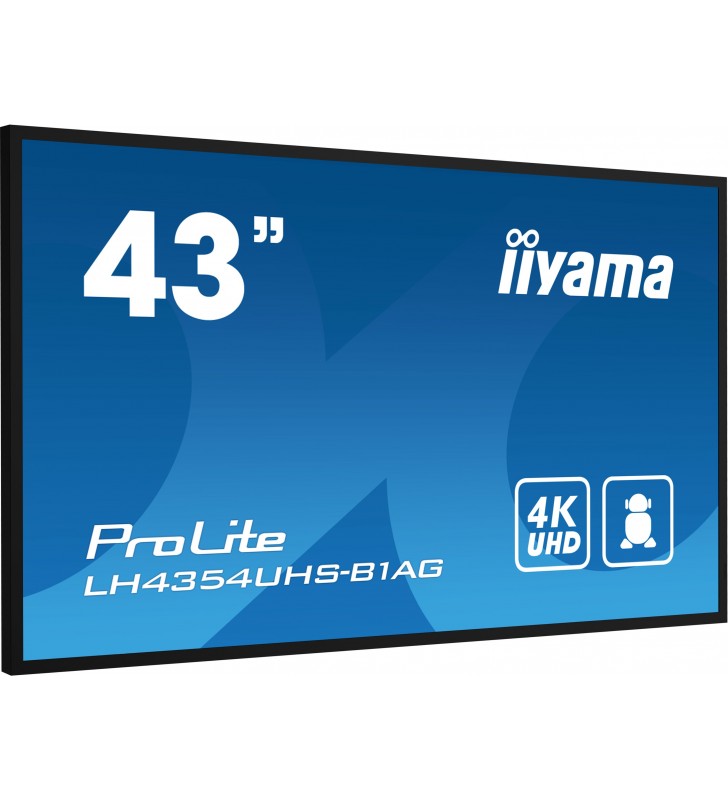 iiyama LH4354UHS-B1AG Afișaj Semne Panou informare digital de perete 108 cm (42.5") LCD Wi-Fi 500 cd/m² 4K Ultra HD Negru