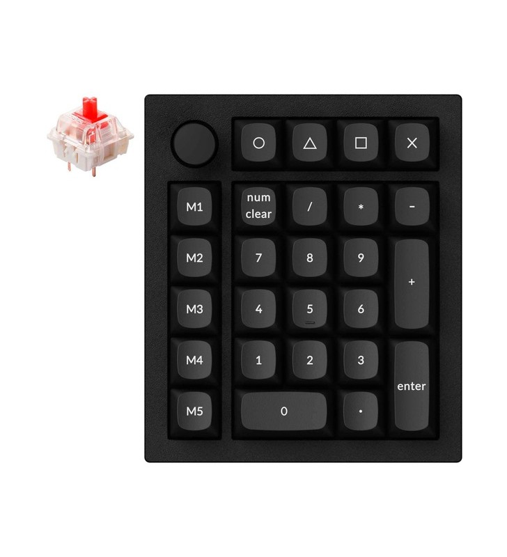 Keychron Q0+, tastatură numerică (negru, Gateron G Pro Red, hot swap, cadru de aluminiu, RGB, buton)