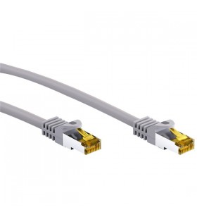 Cablu patch RJ-45 goobay Cat 6.a S/FTP (PiMF), cu cablu brut Cat.7 (gri, 1 metru)