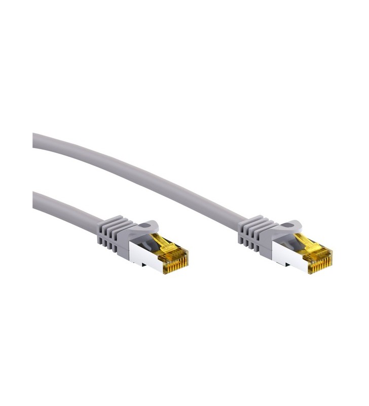 Cablu patch RJ-45 goobay Cat 6.a S/FTP (PiMF), cu cablu brut Cat.7 (gri, 1 metru)
