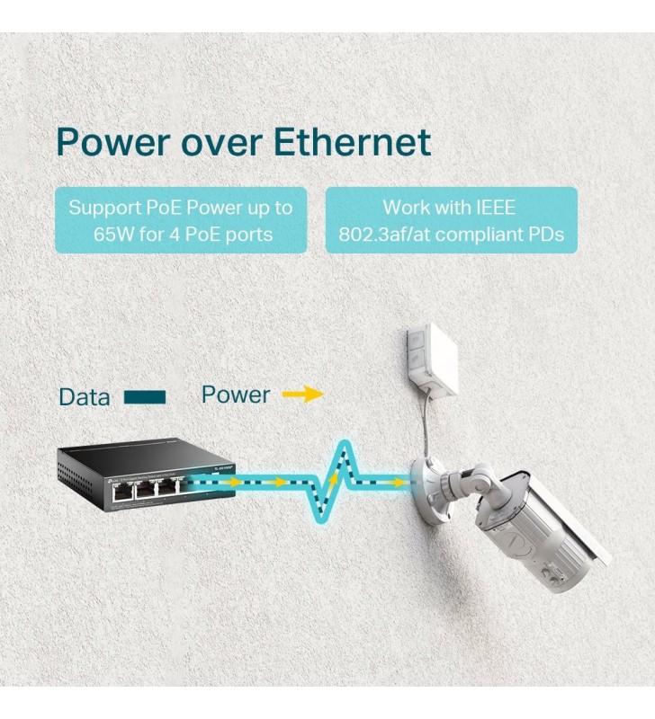 Tp-link tl-sg1005p switch-uri fara management gigabit ethernet (10/100/1000) negru power over ethernet (poe) suport