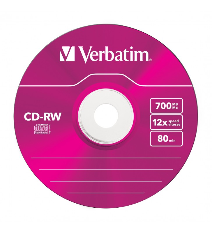 Verbatim cd-rw colour 12x 700 mega bites 5 buc.