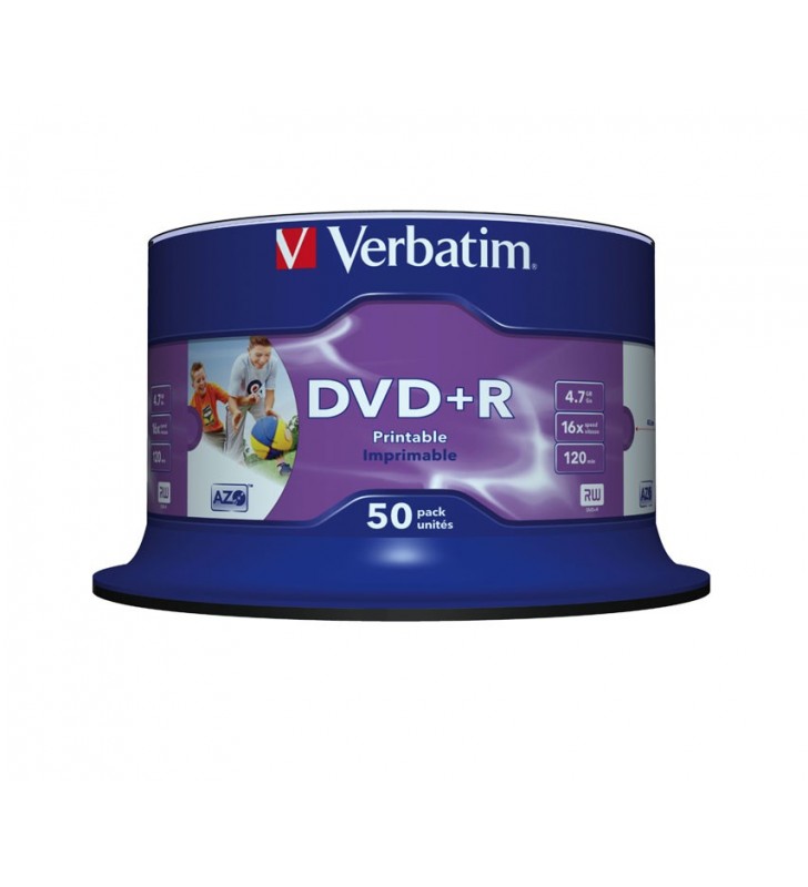 Verbatim DVD+R Wide Inkjet Printable No ID Brand 4,7 Giga Bites 50 buc.