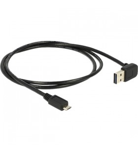 Cablu DeLOCK USB 2.0, mufa USB-A 90° - mufa Micro-USB (negru, 1 metru, înclinat sus/jos)