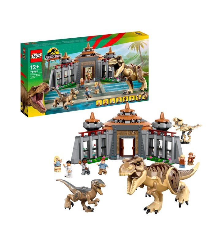 Jucărie de construcție LEGO 76961 Jurassic World T. Rex și Raptor Atacul asupra centrului de vizitatori