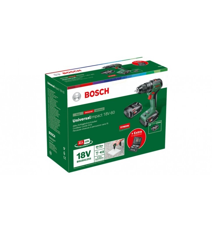 Bosch 0 603 9D7 106 mașină de găurit 1900 RPM Fără cheie 1,3 kilograme Negru, Verde