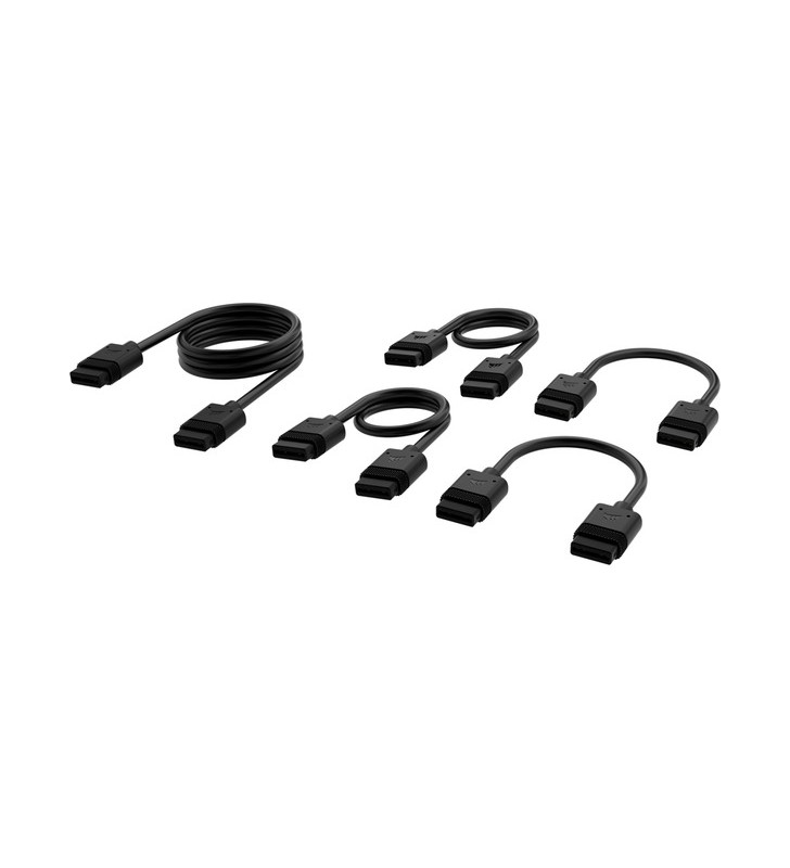 Kit cablu Corsair iCUE LINK, 600/200/100mm, drept (negru, 5 bucăți)