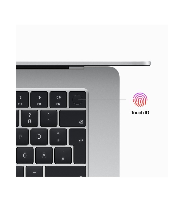 Apple MacBook Air (15") 2023, notebook (argintiu, M2, GPU cu 10 nuclee, macOS Ventura, germană, SSD de 512 GB)