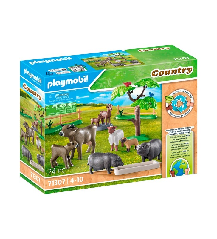 PLAYMOBIL 71307 Animale de fermă la țară, jucării de construcție