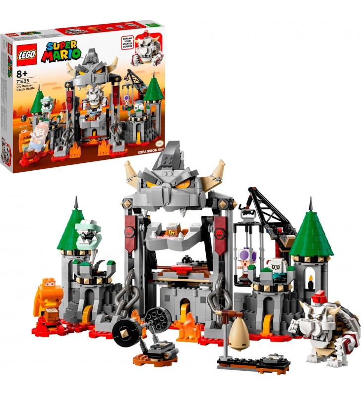 Set de expansiune LEGO 71423 Super Mario Bone Bowser Fortress Strike, jucărie de construcție