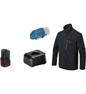 Kit Bosch Heat+Jacket GHJ 12+18V mărimea 3XL, îmbrăcăminte de lucru (negru, inclusiv adaptor de încărcare GAA 12V-21, 1x baterie de 12 volți)