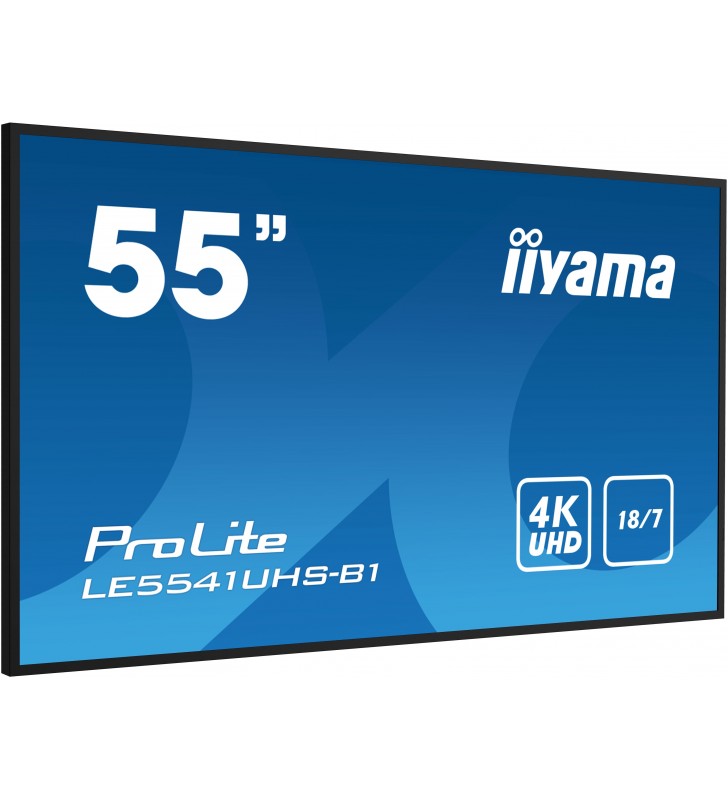 iiyama LE5541UHS-B1 Afișaj Semne Panou informare digital de perete 138,7 cm (54.6") LCD 350 cd/m² 4K Ultra HD Negru 18/7