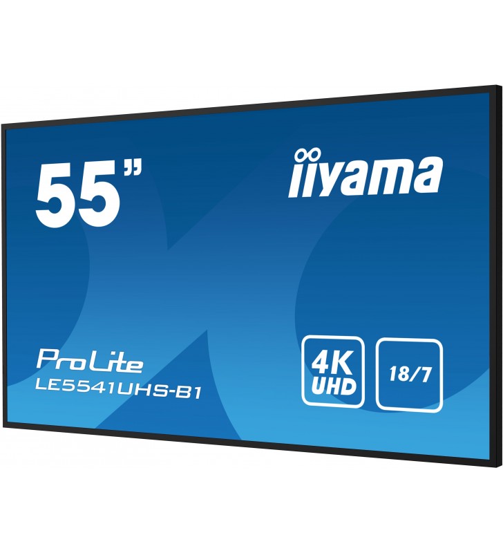 iiyama LE5541UHS-B1 Afișaj Semne Panou informare digital de perete 138,7 cm (54.6") LCD 350 cd/m² 4K Ultra HD Negru 18/7