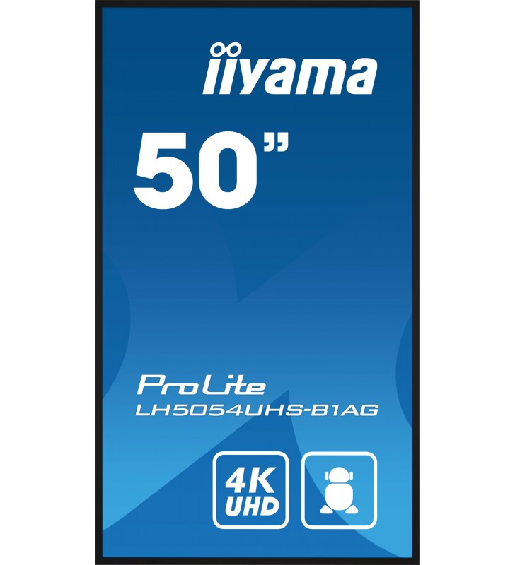 iiyama LH5054UHS-B1AG Afișaj Semne Panou informare digital de perete 125,7 cm (49.5") LCD Wi-Fi 500 cd/m² 4K Ultra HD Negru