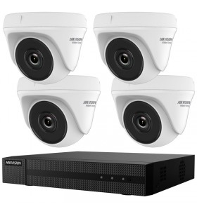 Kit supraveghere hikvision  tehnologie turbo hd, 4 camere dome hwt-t140 + 1 dvr 4 canale hwd-6104mh-g2 +  1tb hdd "hwk-t4144th-