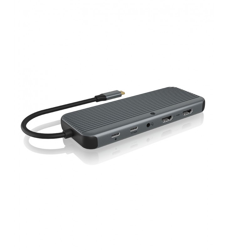 ICY BOX IB-DK4060-CPD Prin cablu USB 3.2 Gen 1 (3.1 Gen 1) Type-C Negru, Gri