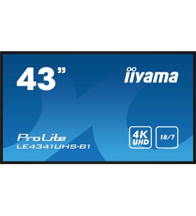 iiyama LE4341UHS-B1 Afișaj Semne Panou informare digital de perete 108 cm (42.5") LCD 350 cd/m² 4K Ultra HD Negru 18/7