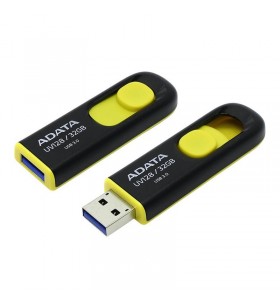 Usb flash drive adata 32gb, uv128, usb3.1, negru si galben "auv128-32g-rby"