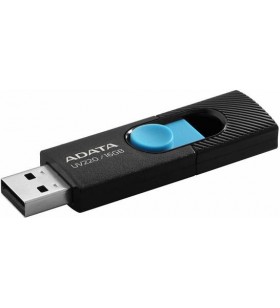 Usb flash drive adata uv220 16gb, black/blue retail, usb 2.0 "auv220-16g-rbkbl"