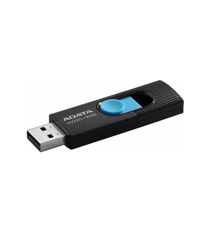 Usb flash drive adata uv220 16gb, black/blue retail, usb 2.0 "auv220-16g-rbkbl"