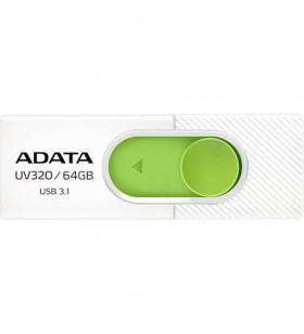 Usb flash drive adata uv320 64gb, white/green retail, usb 3.2 "auv320-64g-rwhgn"