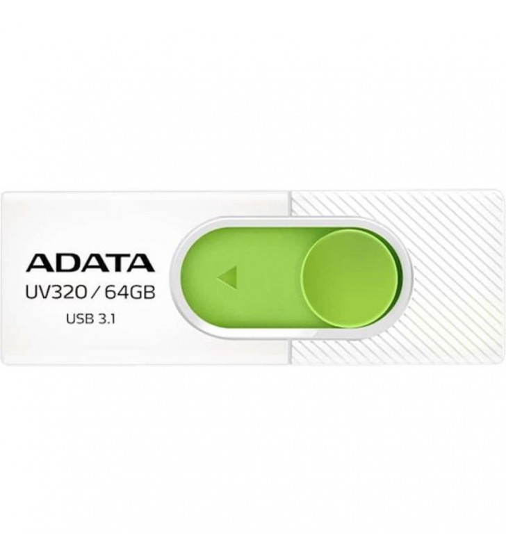 USB Flash Drive ADATA UV320 64GB, white/green retail, USB 3.2 "AUV320-64G-RWHGN"