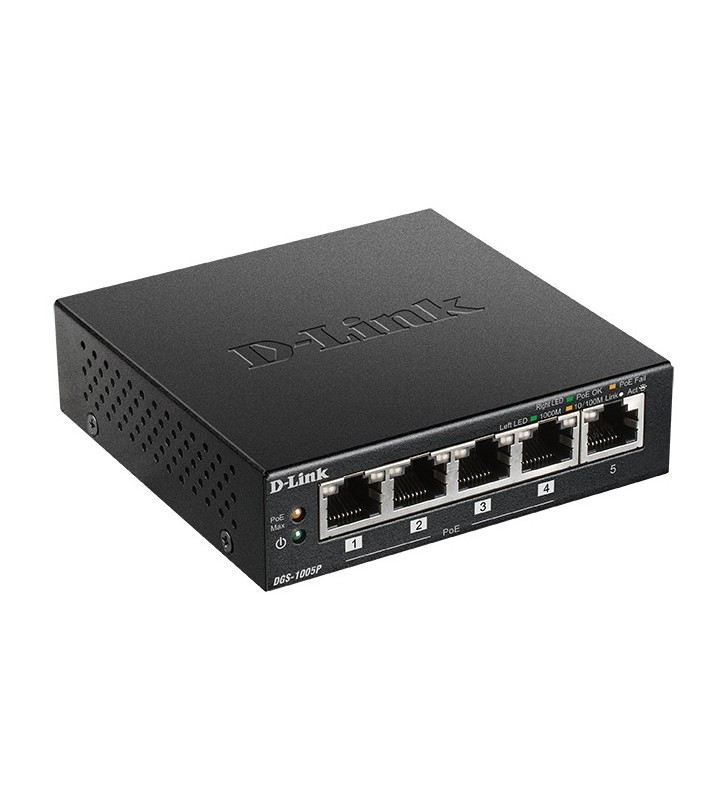 D-Link DGS-1005P switch-uri Fara management L2 Gigabit Ethernet (10 100 1000) Negru Power over Ethernet (PoE) Suport