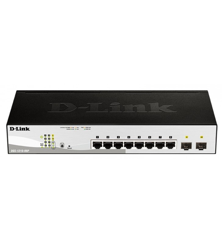 D-link dgs-1210-08p switch-uri l2 gigabit ethernet (10/100/1000) negru power over ethernet (poe) suport