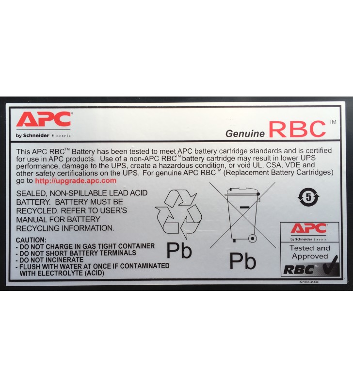APC APCRBC124 Acid sulfuric şi plăci de plumb (VRLA)