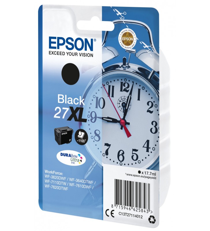 Epson alarm clock singlepack black 27xl durabrite ultra ink