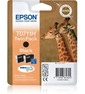 Epson giraffe pachet dublu cartuş de cerneală black t0711, dublu t0711h durabrite ultra ink