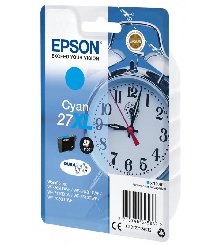 Epson alarm clock singlepack cyan 27xl durabrite ultra ink