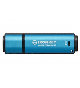 Kingston Technology IronKey Vault Privacy 50 memorii flash USB 8 Giga Bites USB Tip-A 3.2 Gen 1 (3.1 Gen 1) Negru, Albastru