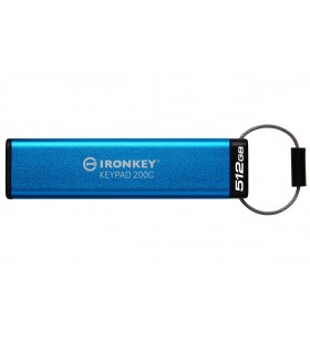 Kingston Technology IronKey Keypad 200 memorii flash USB 512 Giga Bites USB tip-C 3.2 Gen 1 (3.1 Gen 1) Albastru