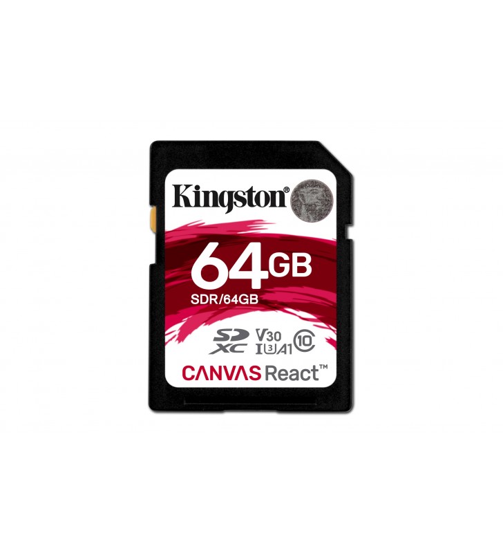 Kingston technology sd canvas react memorii flash 64 giga bites sdxc clasa 10 uhs-i