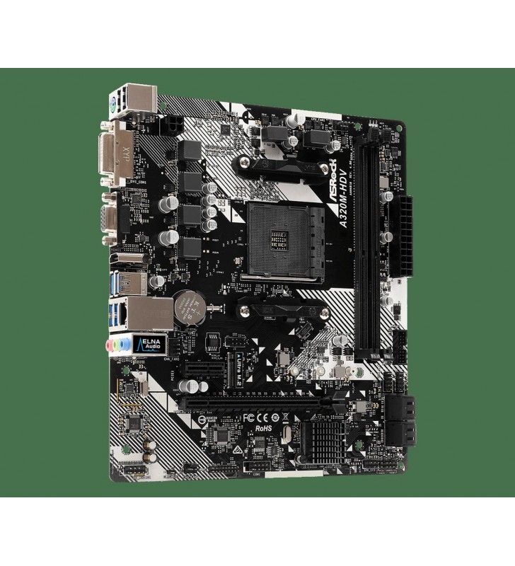 Placa de baza asrock socket am4, a320m-hdv r4.0 chipset: amd promontory a320 r4.0 dual channel ddr4 memory technology 2x ddr4 di