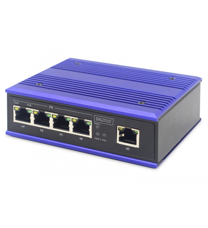 Digitus industrial 4-port fast ethernet poe switch + 1 uplink por