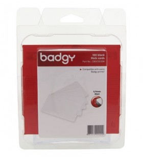 Cbgc0030w - pack of 100 thick blank plastic cards (0.76 mm), evolis