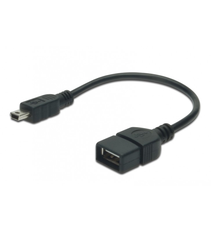 Usb 2.0 adapter cable, otg, type mini b - a m/f, 0.2m, usb 2.0 conform, bl
