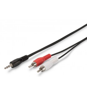 Audio adapter cable, stereo 3.5mm - 2x rca 1.50m, ccs, 2x0.10/10, shielded, m/m, black