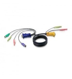 Aten 2l-5305p aten cablu prelungire kvm (hd15-svga, ps/2, ps/2, audio) - 5m