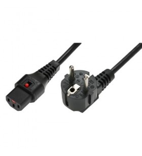Asm iec-el249s power cable, r/a schuko plug, ho5vv-f 3 x 1.00mm2 to c13 iec lock, 1m black
