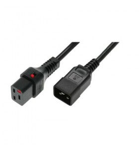 Asm iec-pc1285 power cable, male c20, h05vv 3 x 1.5mm2 to c19 iec lock, 2m black