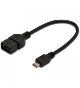Digitus usb 20 adpter cable/otg type micro b - a m/f 0.2m bl