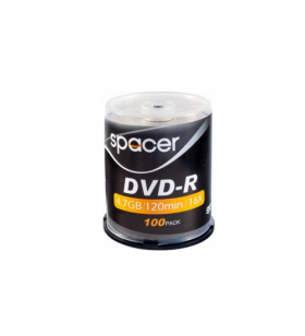 Dvd-r spacer  4.7gb, 120min, viteza 16x, 100 buc, spindle, "dvdr100"
