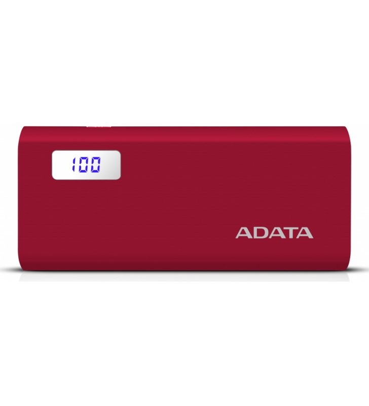 Power bank adata 12500mah, 2 x usb, digital display pt. status baterie, p12500d 12.500 mah, 2.1a out, red, "ap12500d-dgt-5v-crd