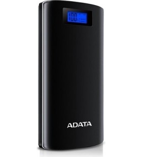 Power bank adata 20000mah, 2 x usb, digital display pt. status baterie, p20000d 20.000 mah, total 2.1a, black, "ap20000d-dgt-5v