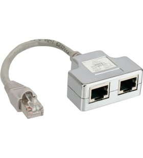Cat5 y-cable adapter/1xrj45/m to 2xrj45/f - shielded