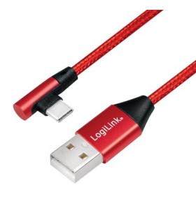 Logilink cu0146 logilink - usb 2.0 cable usb-a male to usb-c (90 angled) male, red, 1m
